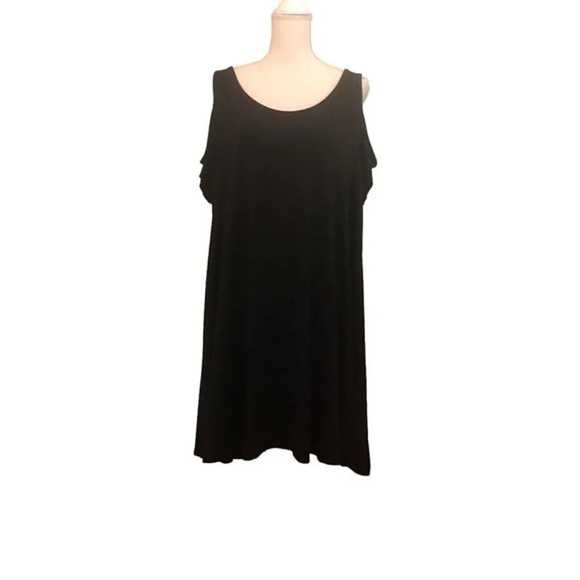 TORRID Size 2 Women's Plus Size Solid Black Super Soft Knit Cold Shoulder Dress - Picture 6 of 6